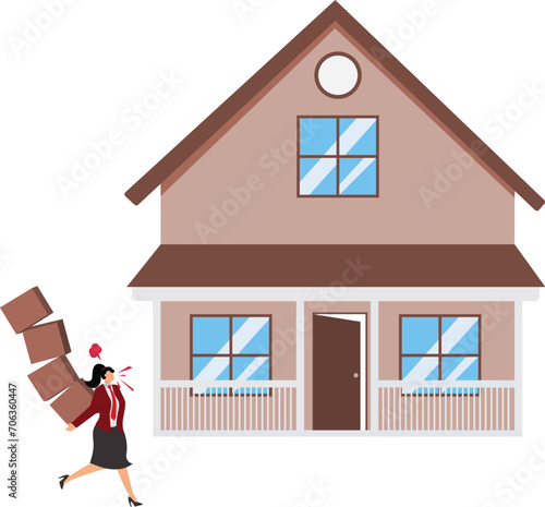 Moving House, Heavy, Picking Up, Businesswoman, Weight, Carrying,