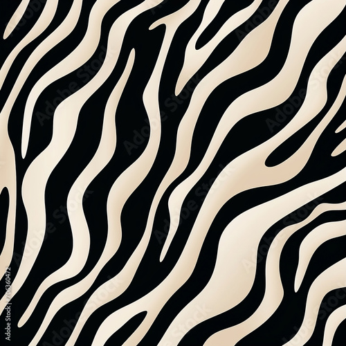 Black and white zebra pattern background, in the style of irregular organic forms, dark black and light beige, bold strokes, minimalist textiles, elongated figures, bone, strip painting, 1:1