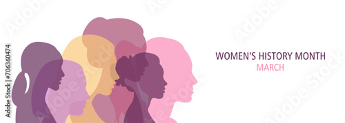Women's History Month banner. Vector illustration. photo