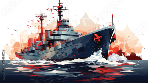 Fotografija War ship illustration vector