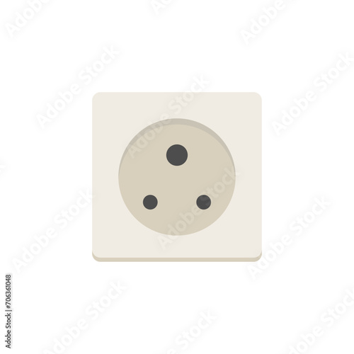 Electrical socket flat design vector illustration. House electricity and power concept. Voltage cable off. Energy cable unplug.