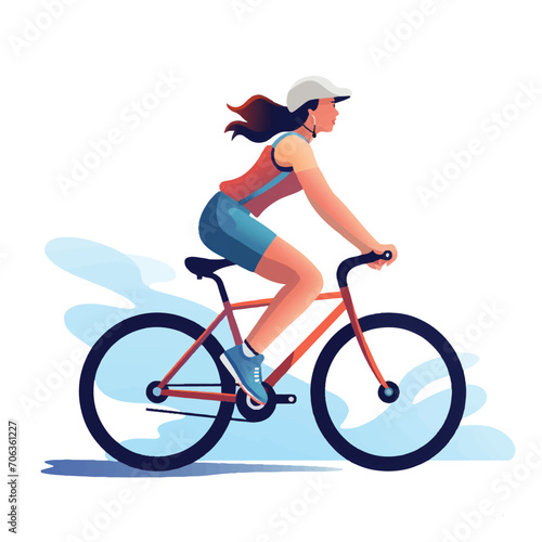 Woman riding bicycle illustration vector