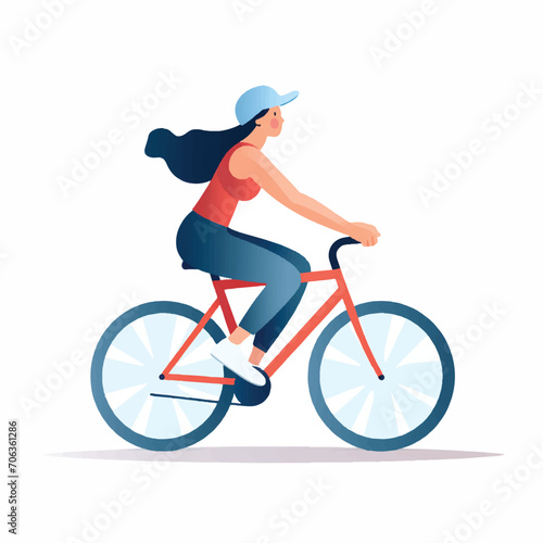 Woman riding bicycle illustration vector