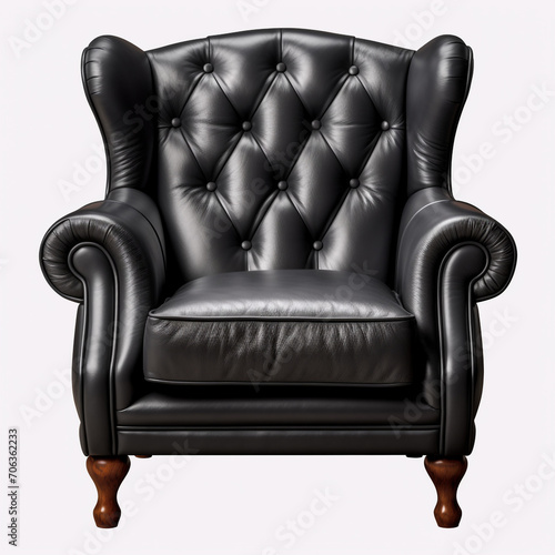 photography of a black armchair isolated on a transparent background created with Generative Ai