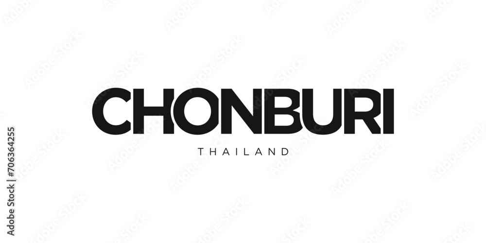 Chonburi in the Thailand emblem. The design features a geometric style, vector illustration with bold typography in a modern font. The graphic slogan lettering. Chonburi in the Thailand emblem. The design features a geometric style, vector illustration with bold typography in a modern font. The graphic slogan lettering.
