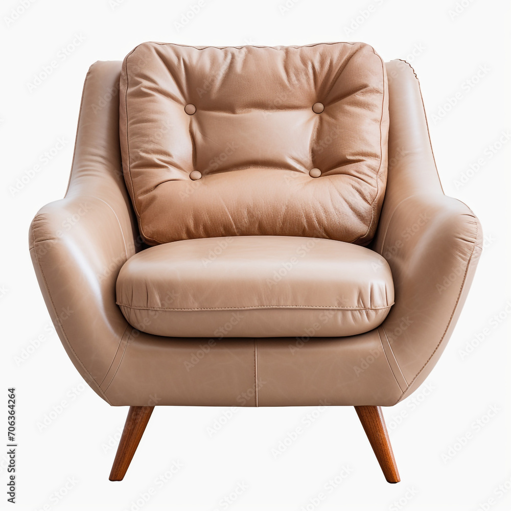 Fototapeta premium photography of a beige armchair isolated on a transparent background created with Generative Ai