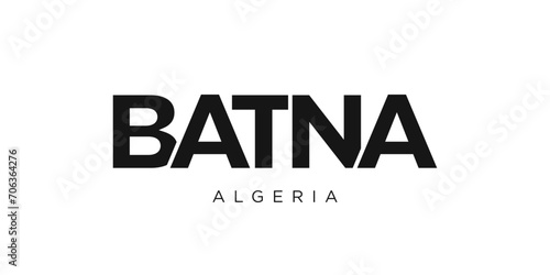 Batna in the Algeria emblem. The design features a geometric style, vector illustration with bold typography in a modern font. The graphic slogan lettering. photo