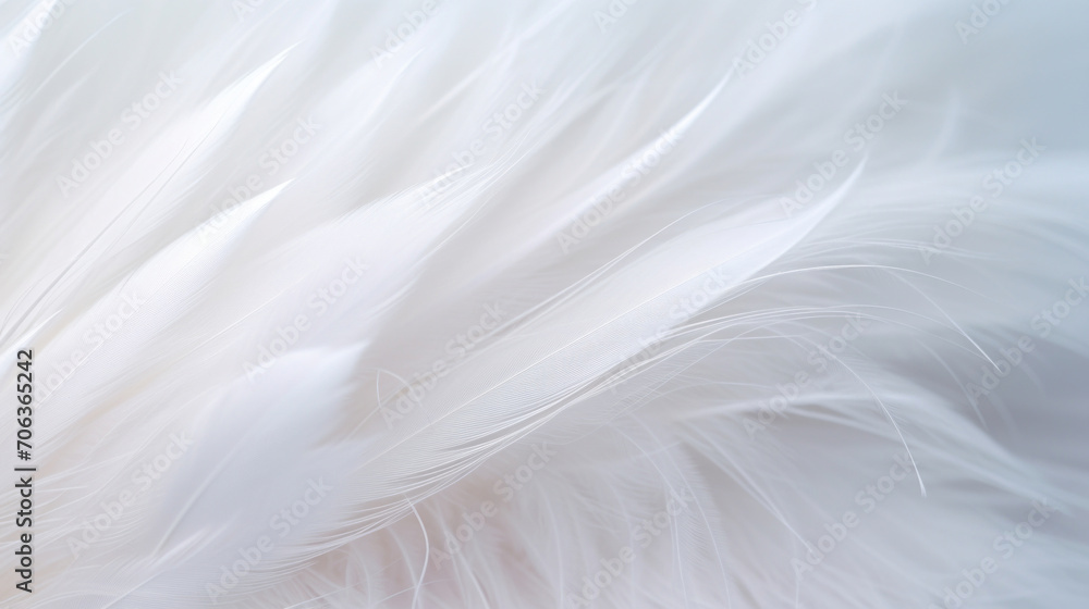 Soft white feathers in a close-up, showcasing a texture of delicacy and purity.