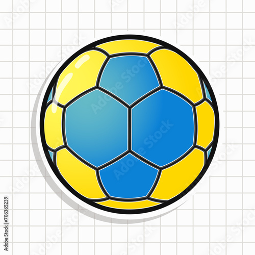 Cute funny Handball sticker. Vector hand drawn cartoon kawaii character illustration icon. Isolated on background. Handball card character concept