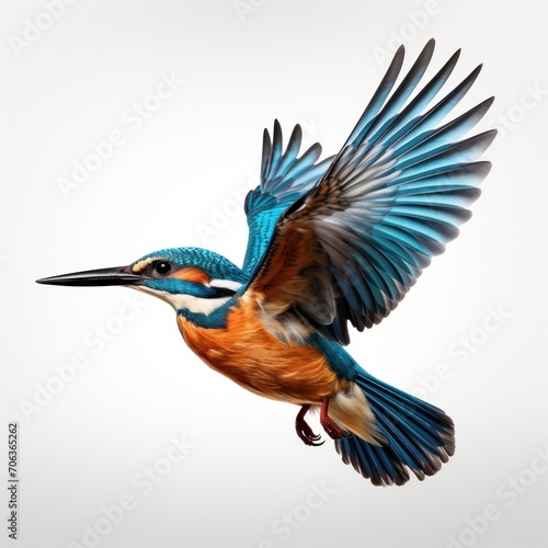 Kingfisher flying isolated on white background © MR. Motu