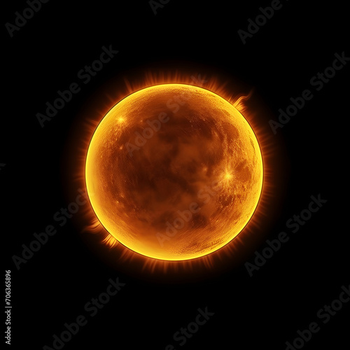 Realistic sun isolated on black background