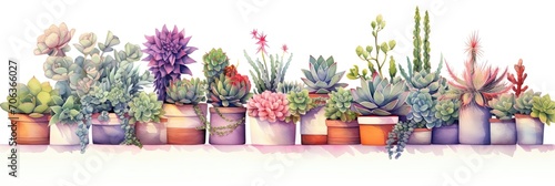 succulent in a white pot on a white background isolated banner