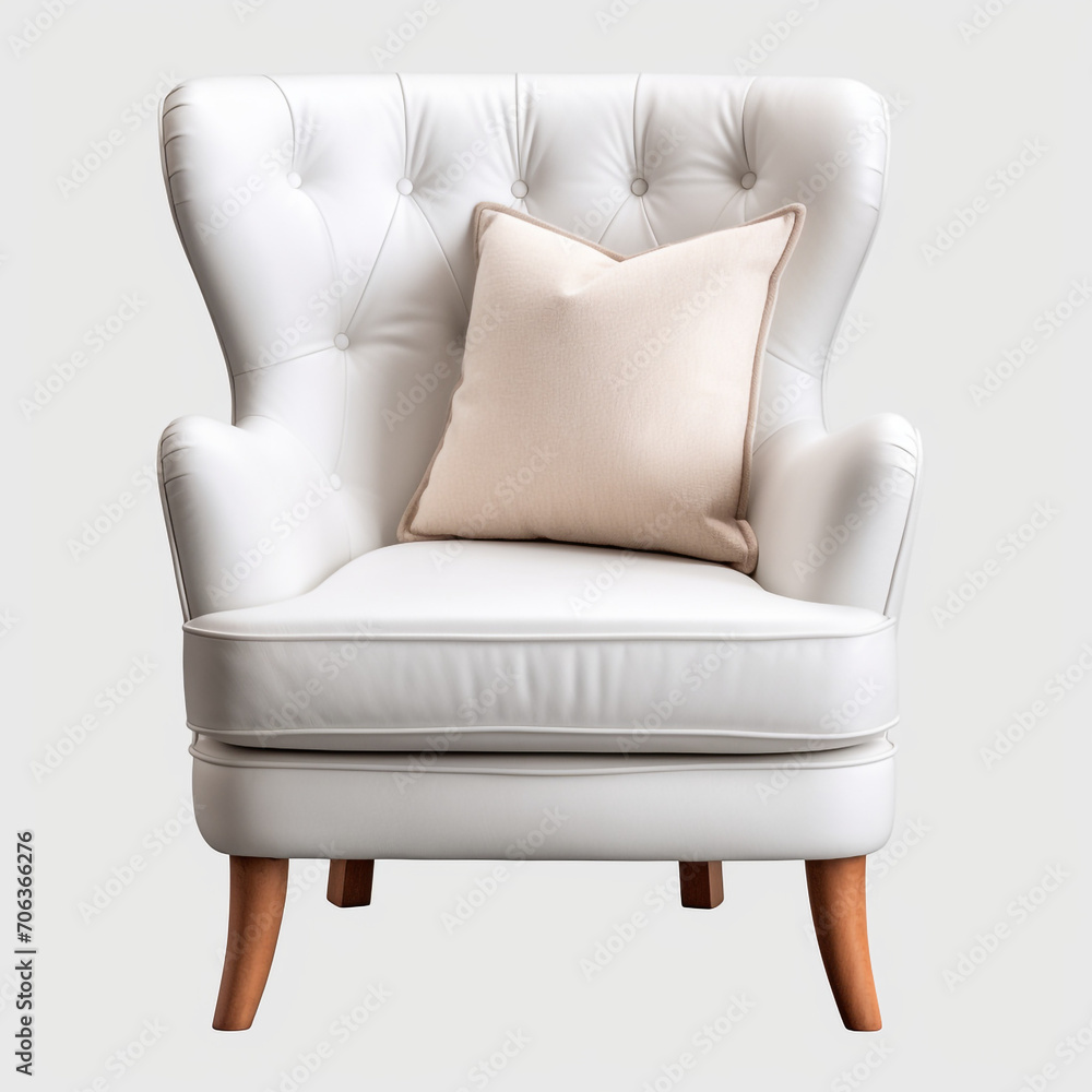 Fototapeta premium photography of a white armchair isolated on a transparent background created with Generative Ai