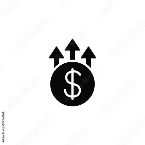 dollar rate increase icon up dollar sign