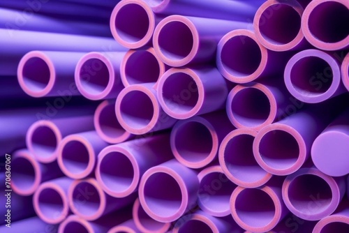 Vibrant variety of tubes on a purple backdrop, close-up. Generative AI