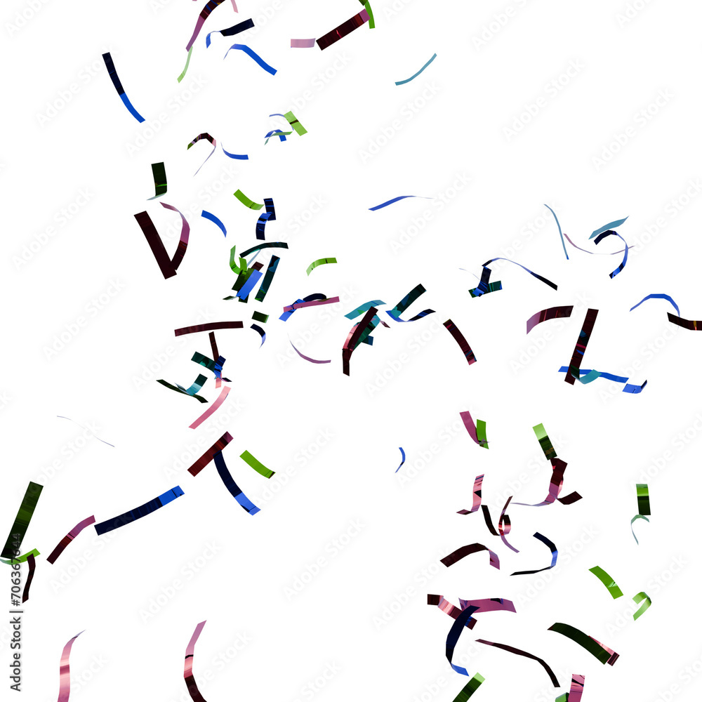 Party Celebration Falling Confetti with Transparent Background