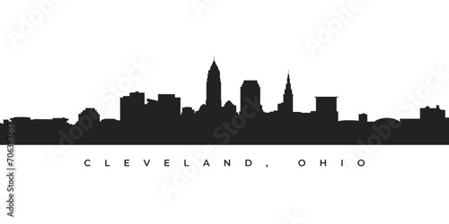 Cleveland city skyline silhouette illustration in vector format