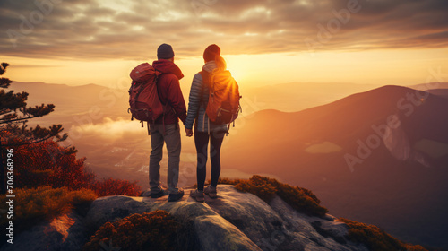 Couple of man and woman hikers