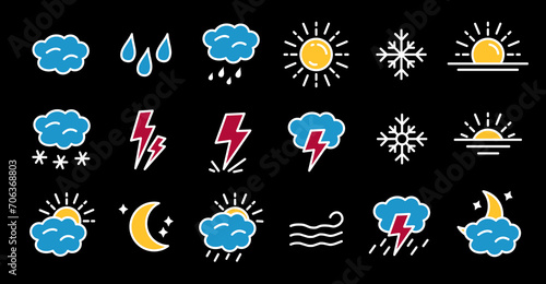 sun rain snow. moon cloud Luna sun