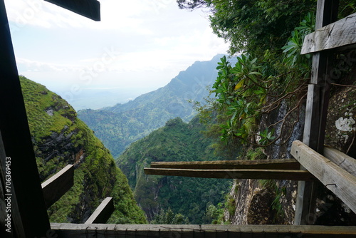 Shot out of the wooden staircase leading to a view point, Usambara Mountains photo