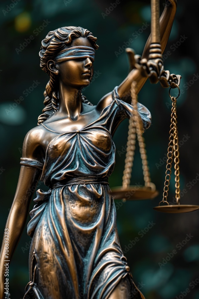 A statue of Lady Justice holding a sword, symbolizing the balance between justice and power. Suitable for legal, law enforcement, and judicial themes A statue of Lady Justice holding a sword, symbolizing the balance between justice and power. Suitable for legal, law enforcement, and judicial themes