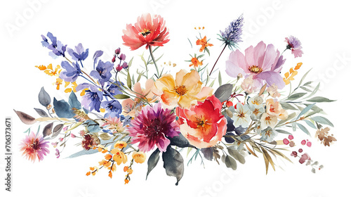 Fototapeta Naklejka Na Ścianę i Meble -  watercolor floral bouquet, wedding flower