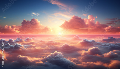 Recreation of clouds in the sky at sunset