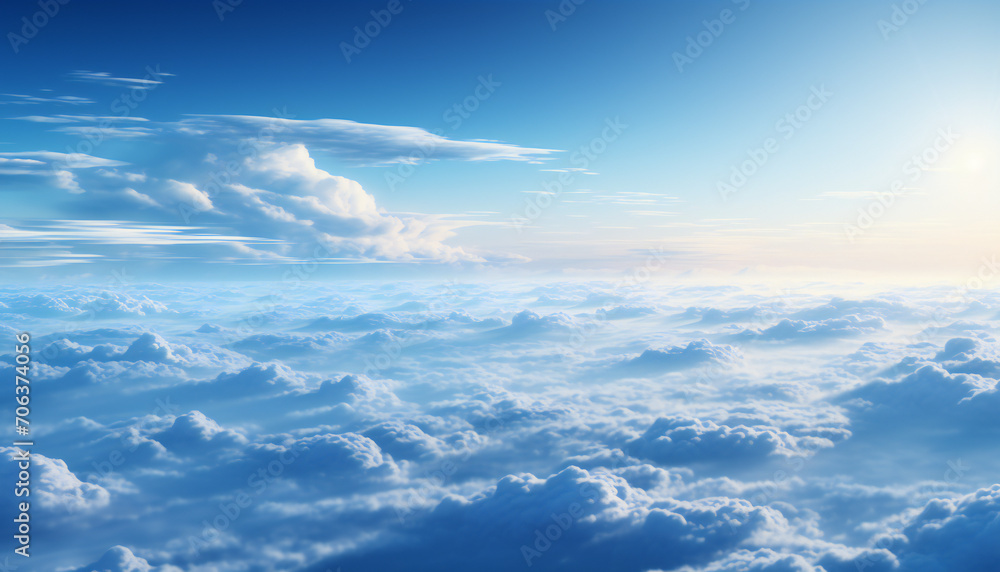 Recreation of aerial view of clouds in the sky