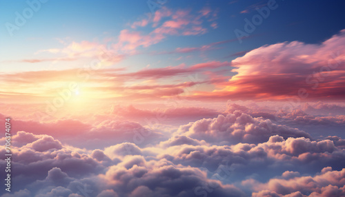Recreation of clouds in the heaven at sunset