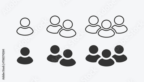person, people icon set. user, member, group people, teamwork flat style symbol. group symbol sign icon for graphic, web, ui ux, mobile design photo