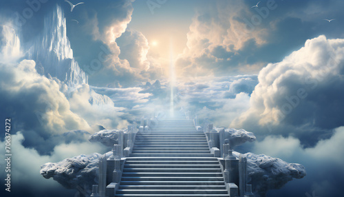 Recreation of a stairway in the heaven	 photo