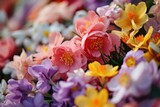 A detailed view of a vibrant bunch of flowers. Perfect for adding a pop of color to any project