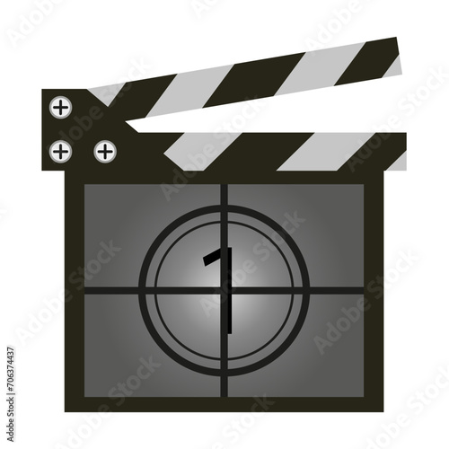 Numerator with number 1 line icon. Film, cinema, popcorn, theater, director, actor, screen, art, comedy, film. Vector icon for business and advertising