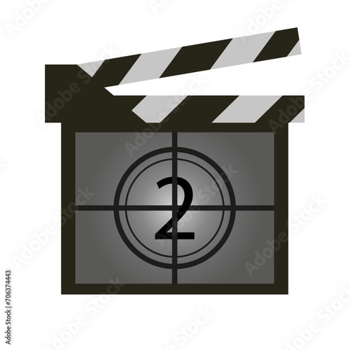 Numerator with number 2 line icon. Film, cinema, popcorn, theater, director, actor, screen, art, comedy, film. Vector icon for business and advertising
