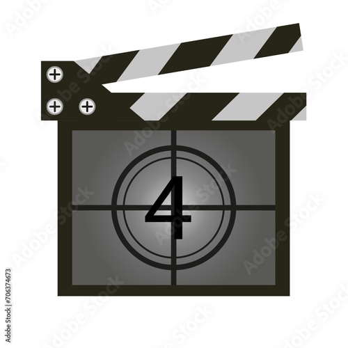 Numerator with number 4 line icon. Film, cinema, popcorn, theater, director, actor, screen, art, comedy, film. Vector icon for business and advertising