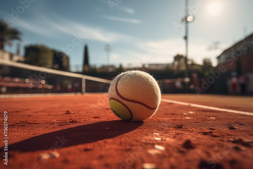 Tennis ball on tennis court. Tennis match. © My Beautiful Picture