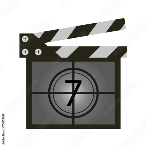 Numerator with number 7 line icon. Film, cinema, popcorn, theater, director, actor, screen, art, comedy, film. Vector icon for business and advertising