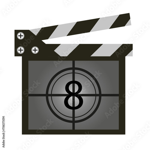 Numerator with number 8 line icon. Film, cinema, popcorn, theater, director, actor, screen, art, comedy, film. Vector icon for business and advertising