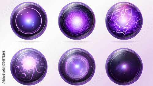 Cosmic Vibes: Black and Violet Dark Energy Sphere Icons Illustration