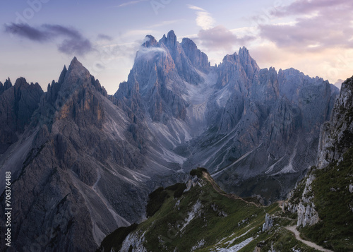 Breathtaking View of Dolomites mountain range Cadini di Misurina - Italy