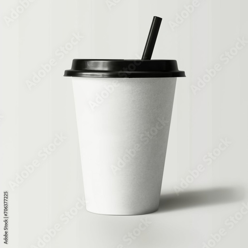 paper cup with straw photo