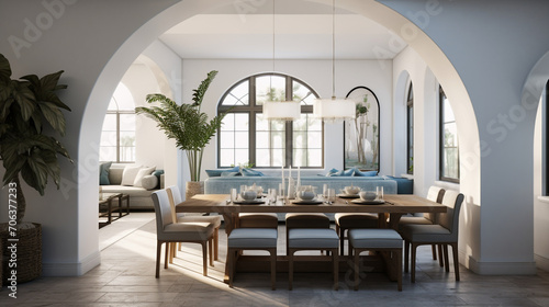 Seaside Elegance: Mediterranean Touches in Contemporary Dining Space