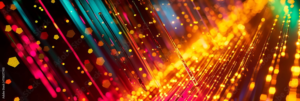 neon lines falling like raindrops create a dynamic and visually interesting abstract scene. Generative ai neon lines falling like raindrops create a dynamic and visually interesting abstract scene. Generative ai