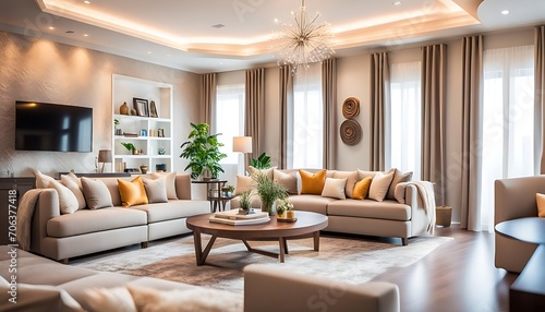 Living room design - luxurious sofa against wall. luxurious home interior design. Millionaire lifestyle