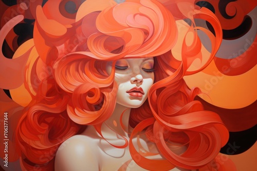 Portrait of a woman with fiery red curls