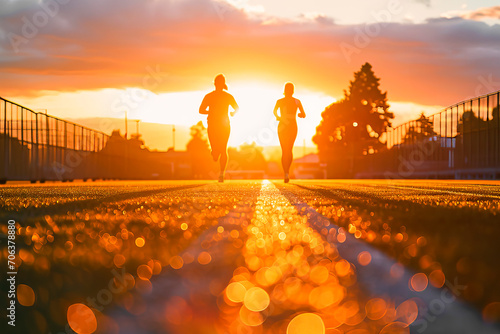 Young couple jogging workout in the morning. Healthy lifestyle concept.