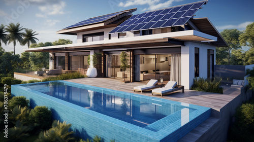 Green Living in Style  Beautiful House with Solar Panels and Terrace