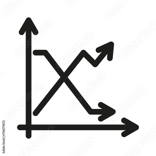 Coordinate plane with graph line icon. Work, function, plan, drawing, mathematics, diagram, graph, diagram. Vector icon for business and advertising