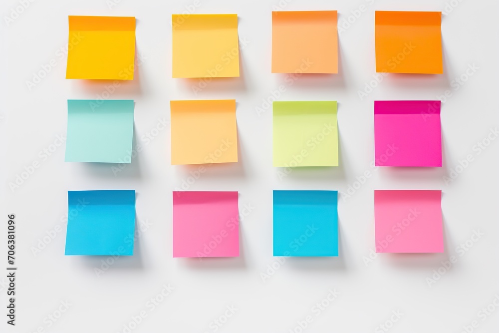 Colorful sticky notes on white background
