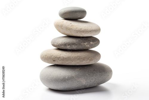 Stack of spa stones isolated on white background